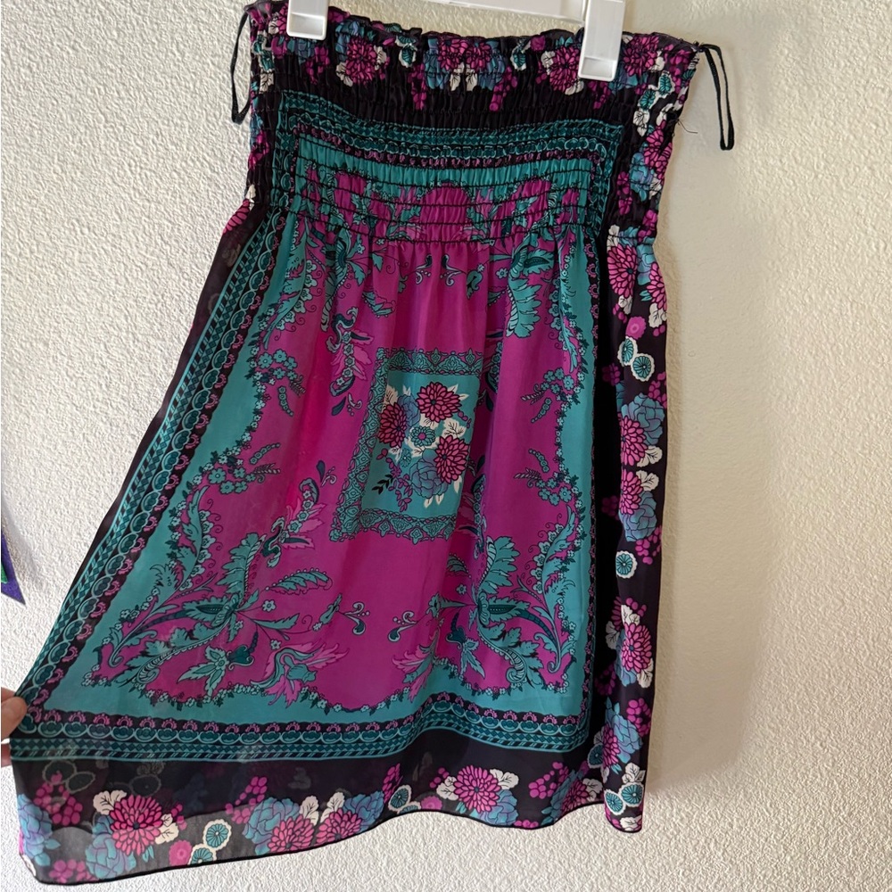 Vintage Boho Midi Dress - Magenta & Teal